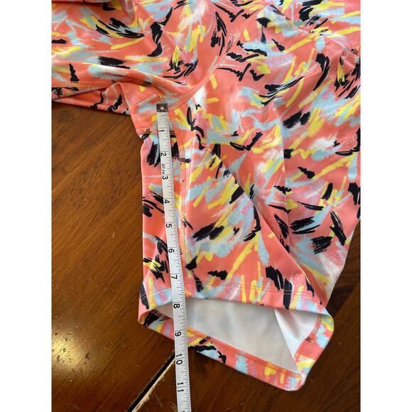 NWT Nanette Lepore Play Medium Womens Compression Shorts Peach Yellow Blue Black - Picture 9 of 9
